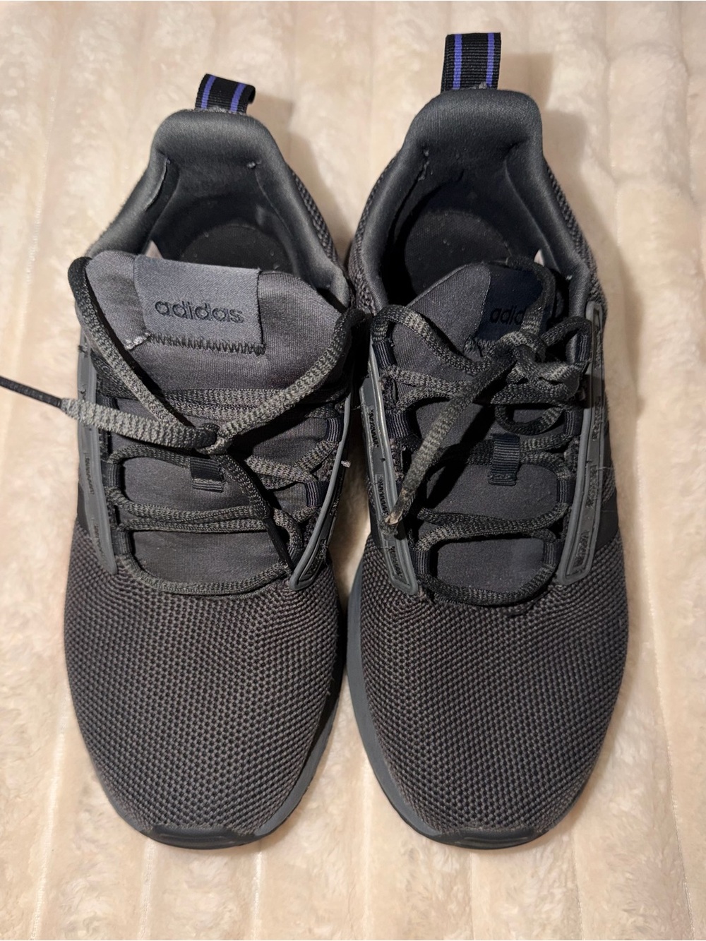 adidas Men’s Black Athletic Trainers with Subtle Blue Accents